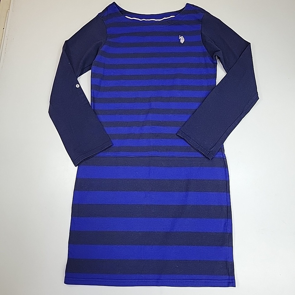 Polo Ralph‎ Lauren T Shirt Dress Womens M Navy Stripe Preppy Nautical  Tunic
